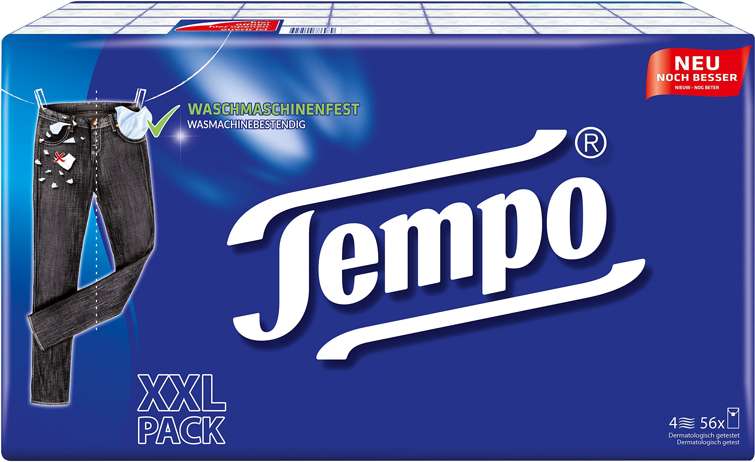 Tempo Classic 4-Layer Soft Tissues - 56 Packs, German Quality